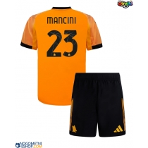 Otroški Nogometni dresi AS Roma Gianluca Mancini #23 Gostujoči 2025-26 Kratek Rokav (+ Kratke hlače)